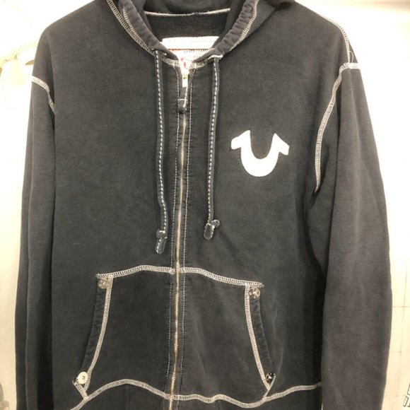 TRUE RELIGION BLACK CLASSIC HOODIE SIZE LARGE - Picture 8 of 10